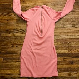 Shein pink sweater dress with gold zipper